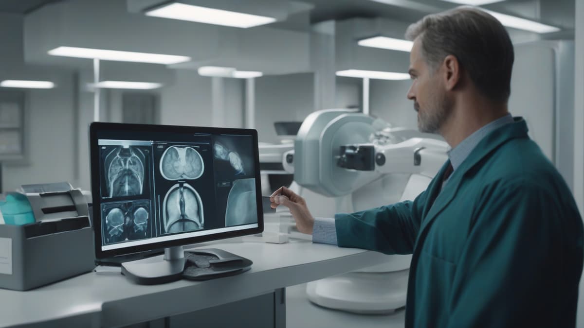 A visual depiction of AI agents in a medical setting can help readers understand their role in diagnostics and patient care.