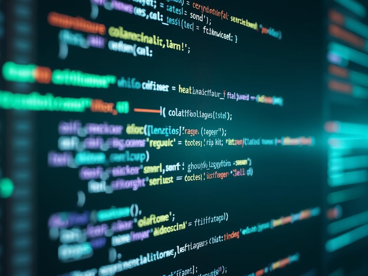 Code interface with AI assistant suggesting improvements. Clean, modern design. Focus on collaboration, efficiency. Teal and white color scheme.
