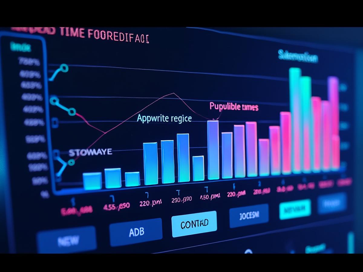 Bar graph comparing Appwrite and Supabase authentication response times. Use distinct colors. Include labels for clarity.