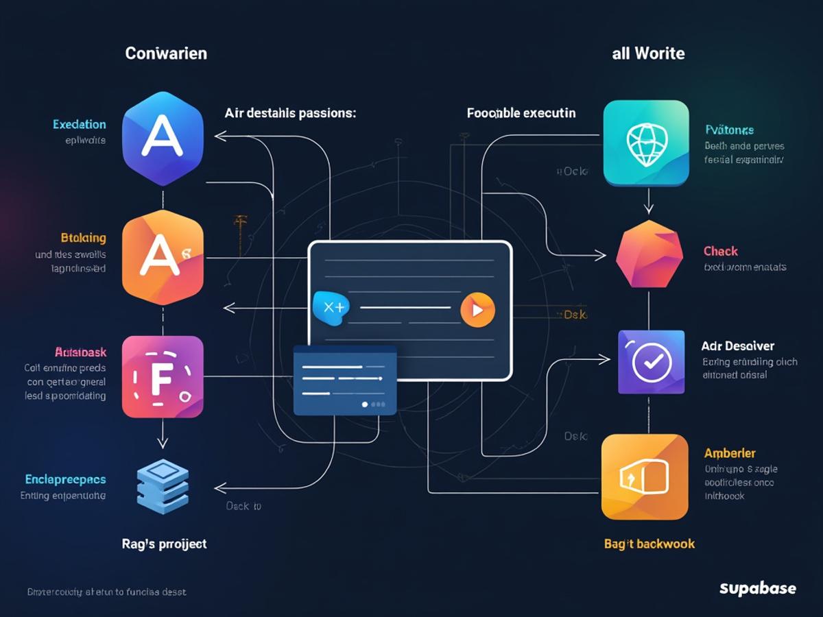 Diagram illustrating serverless function execution flow in both Appwrite and Supabase. Highlight key steps. Clean and professional.