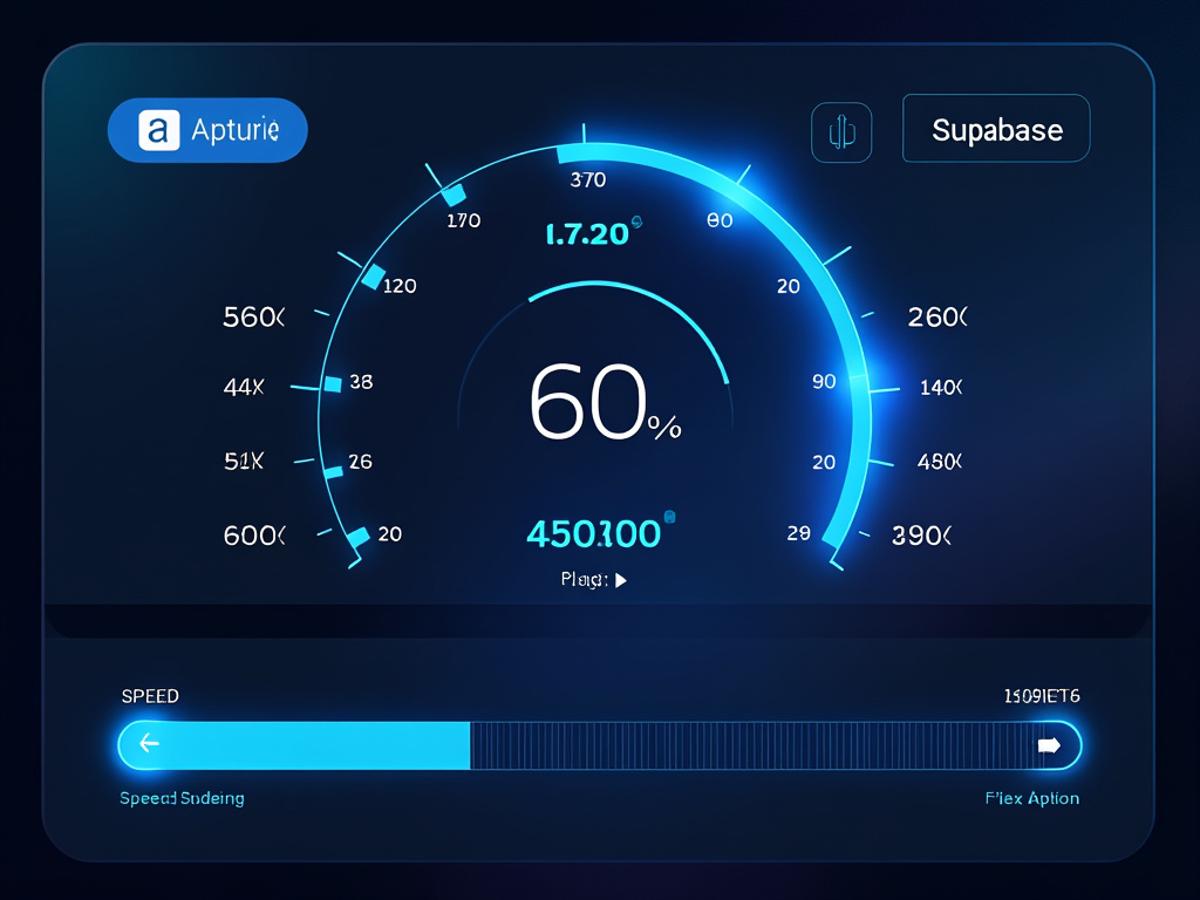 Image showing file upload and download speed comparison between Appwrite and Supabase. Use progress bars. Modern UI design.