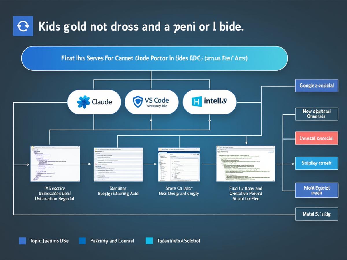 Diagram showing Claude Code integrating with popular IDEs (VS Code, IntelliJ). Clear visual connections, workflow illustration.