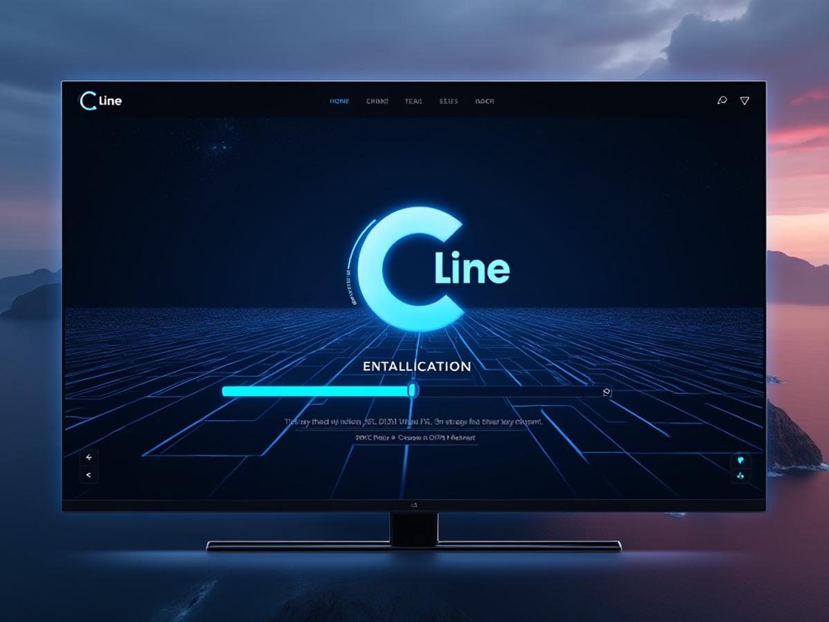 Installation screen, Cline v3.4 logo, clear instructions, user-friendly interface, progress bar, step-by-step guide, light theme.