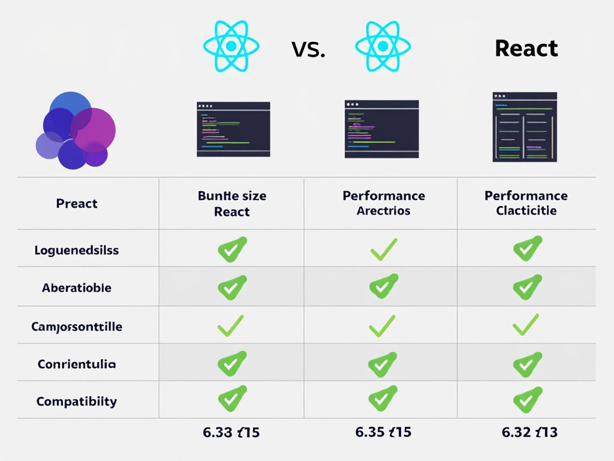 A comparison image between Preact and React can highlight Preact's smaller size and performance benefits.