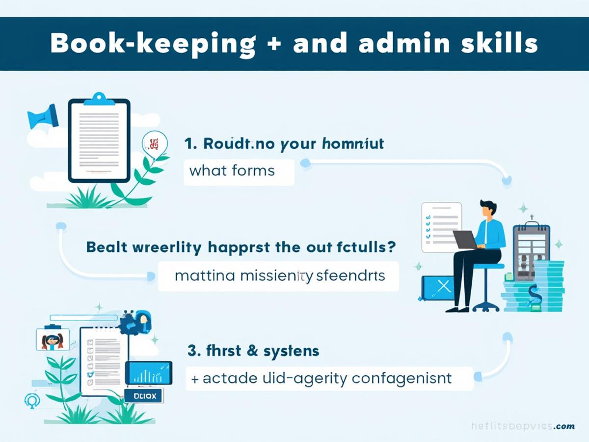 This image would visually represent the importance of bookkeeping and admin skills for virtual assistants.