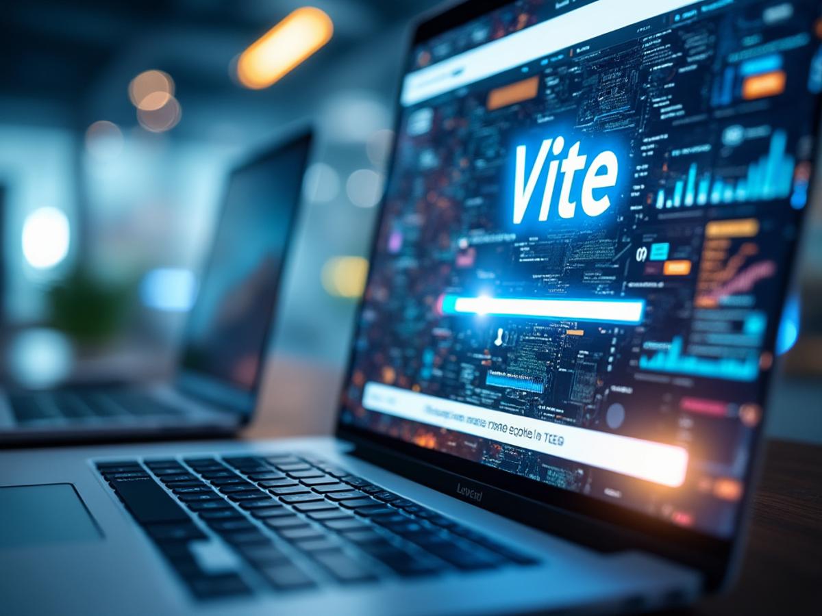 E-commerce website loading instantly, Vite logo subtly integrated, clean design, focus on speed and user experience.