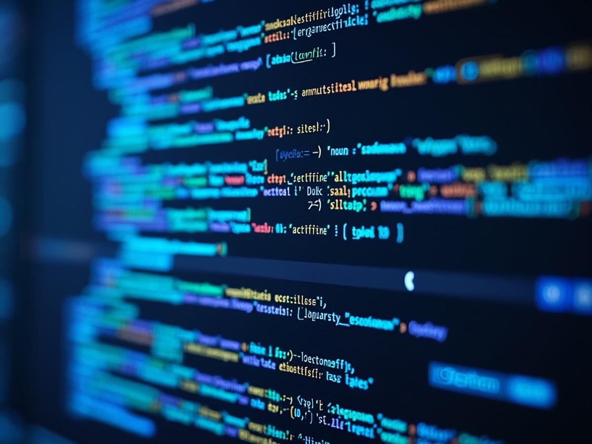 Code running on multiple platforms (desktop, mobile, web). Clean interfaces, cross-platform icons, modern design, focus on compatibility.