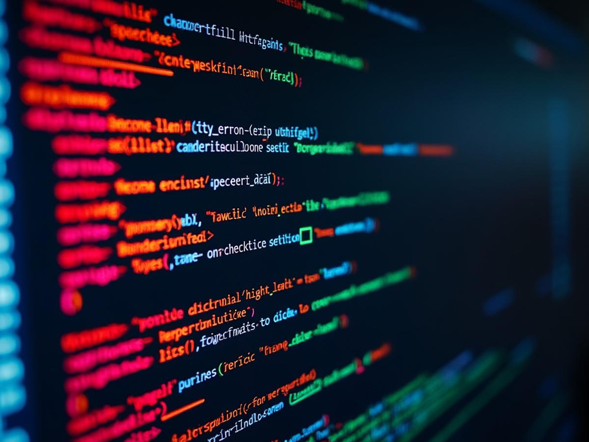 Code with highlighted bug errors, AI assistant offering solutions. Clean code, error indicators, helpful suggestions, modern UI.