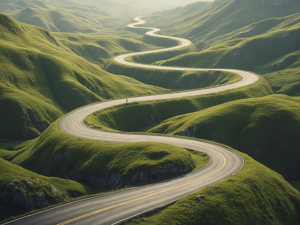 This image represents the non-linear nature of self-discovery and the importance of embracing detours and failures.