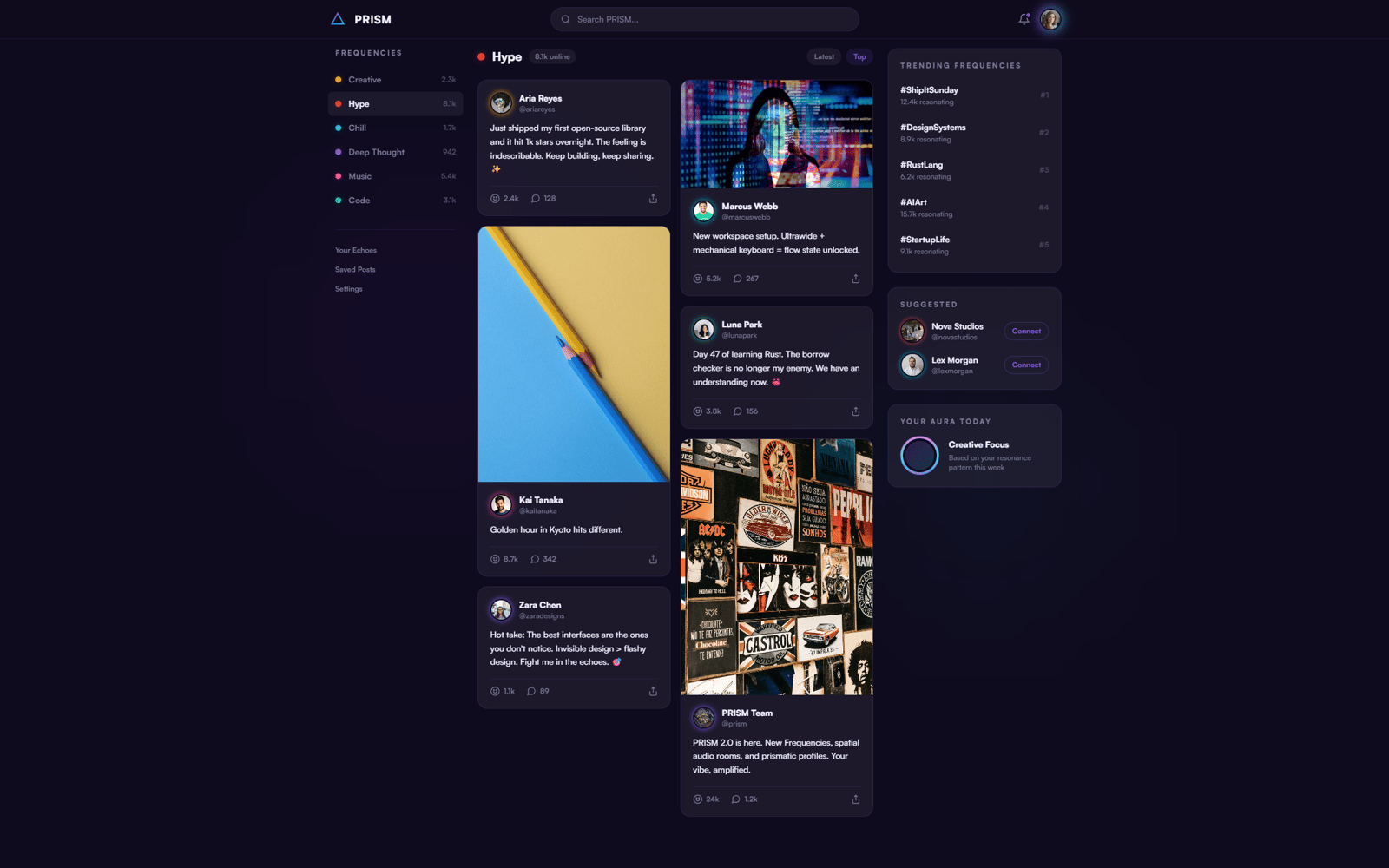 Prism — prototype, desktop design